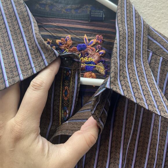 Robert Graham Men Stripes Flip Cuff Long sleeve Shirt XL Button Multi Career - Picture 3 of 6